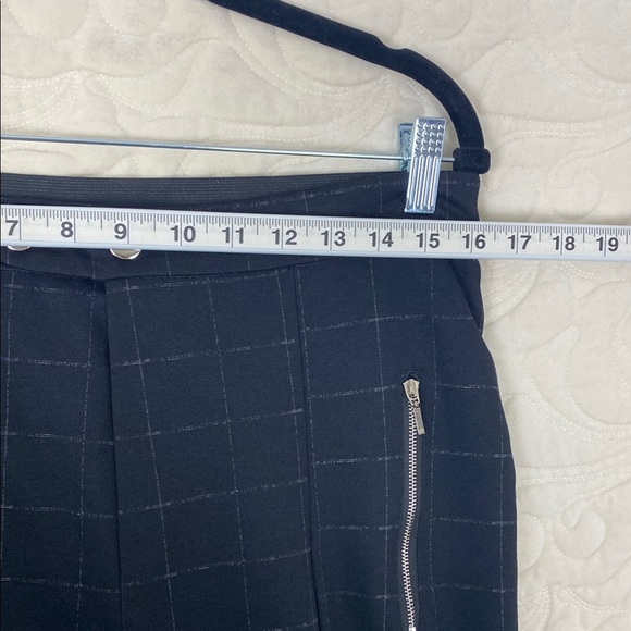 Lily Morgan Cropped Pants Black Windowpane Pull On Trousers - Picture 6 of 12